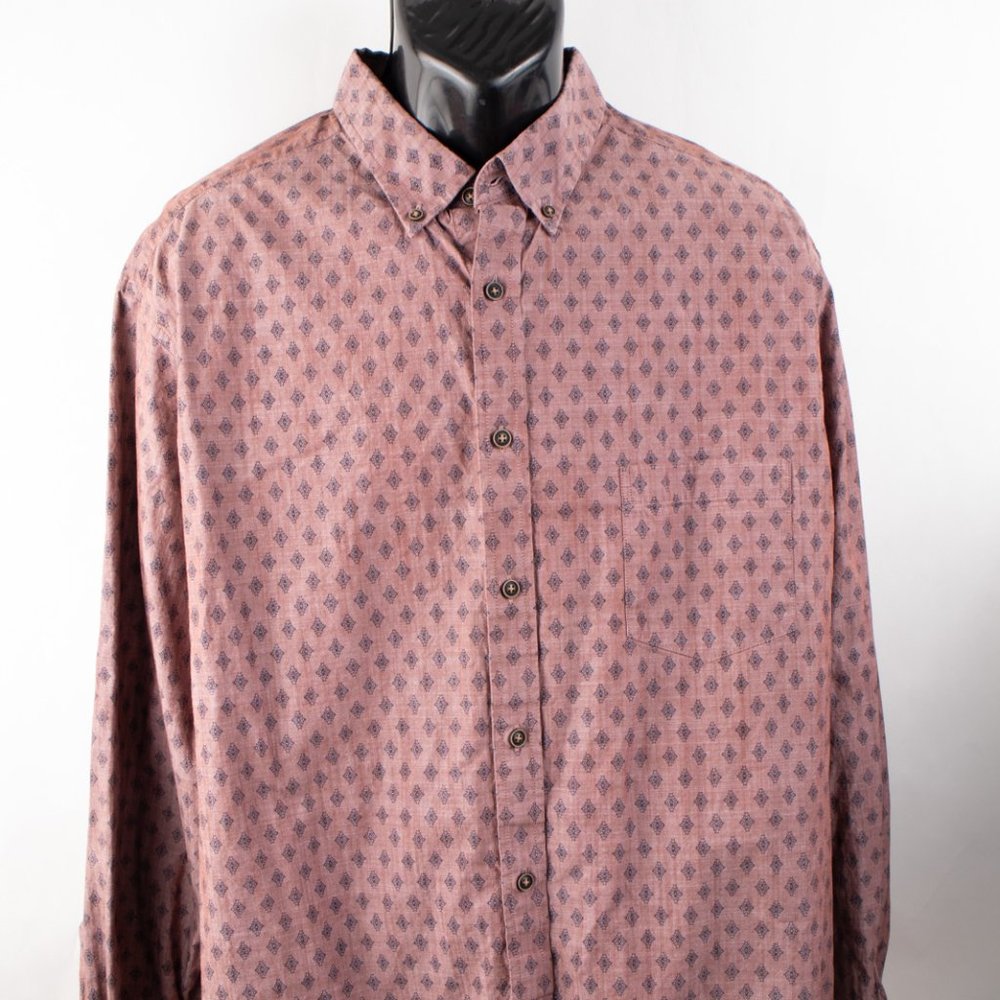 ROWM Men's 2XB Long Sleeve Button Shirt Plum and Navy